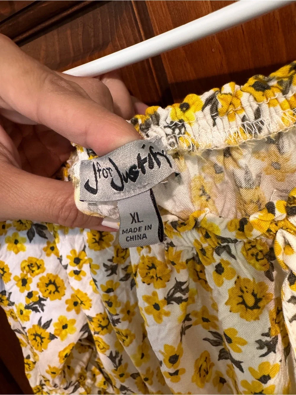 39A. J for Justify Yellow Floral Off-Shoulder Smocked Mini Dress - Picture 4 of 9